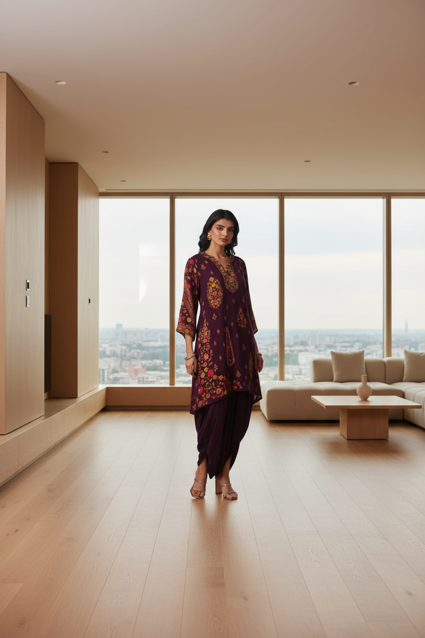 Purple Dhoti Salwar Suit