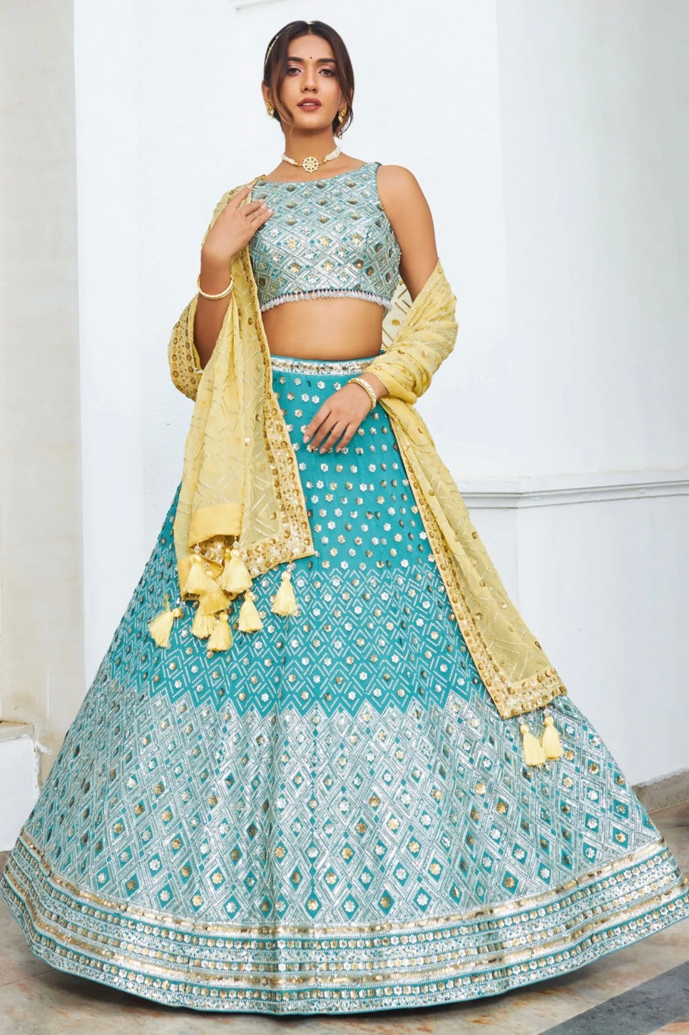 Rama Green Wedding Wear Lehenga Choli