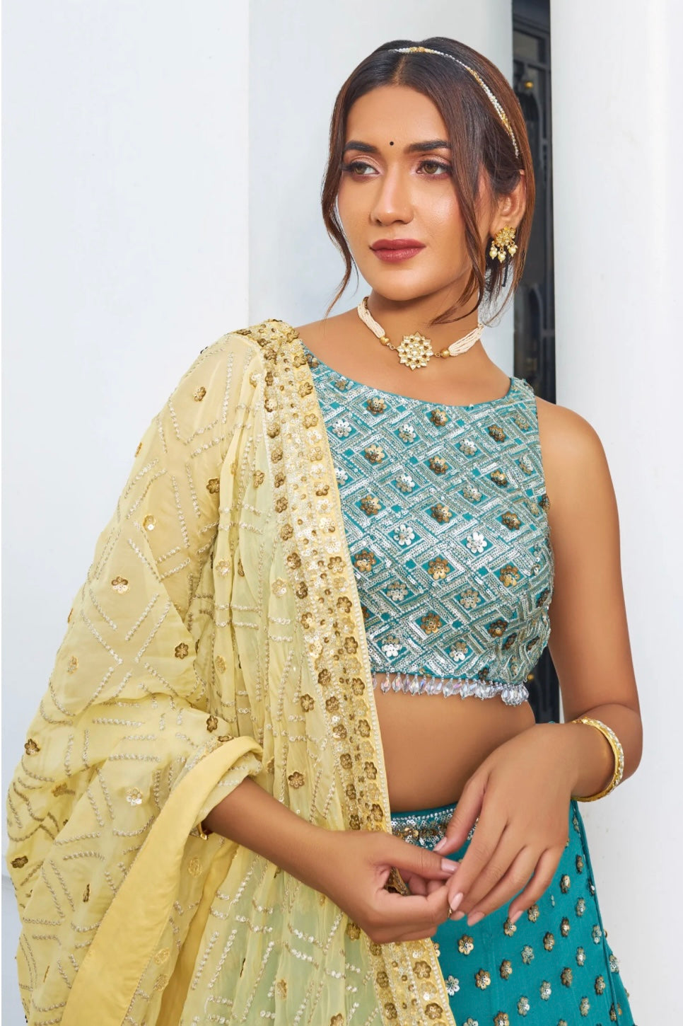 Rama Green Wedding Wear Lehenga Choli