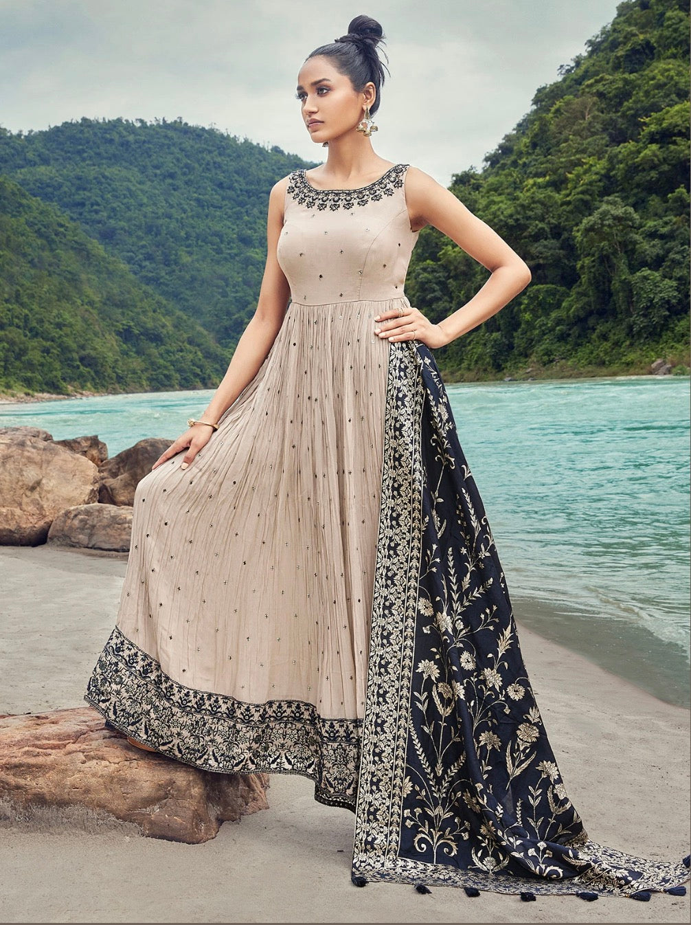 Beige Color Palazzo Suit