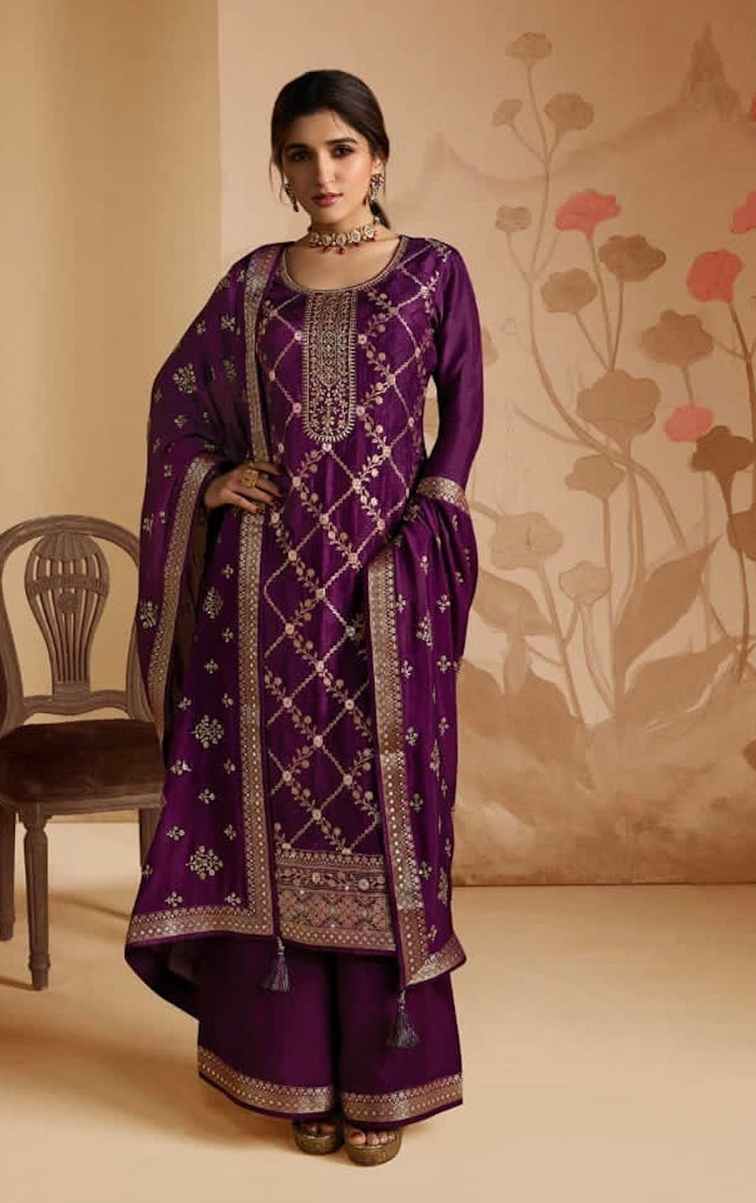 Magenta Palazzo Suit