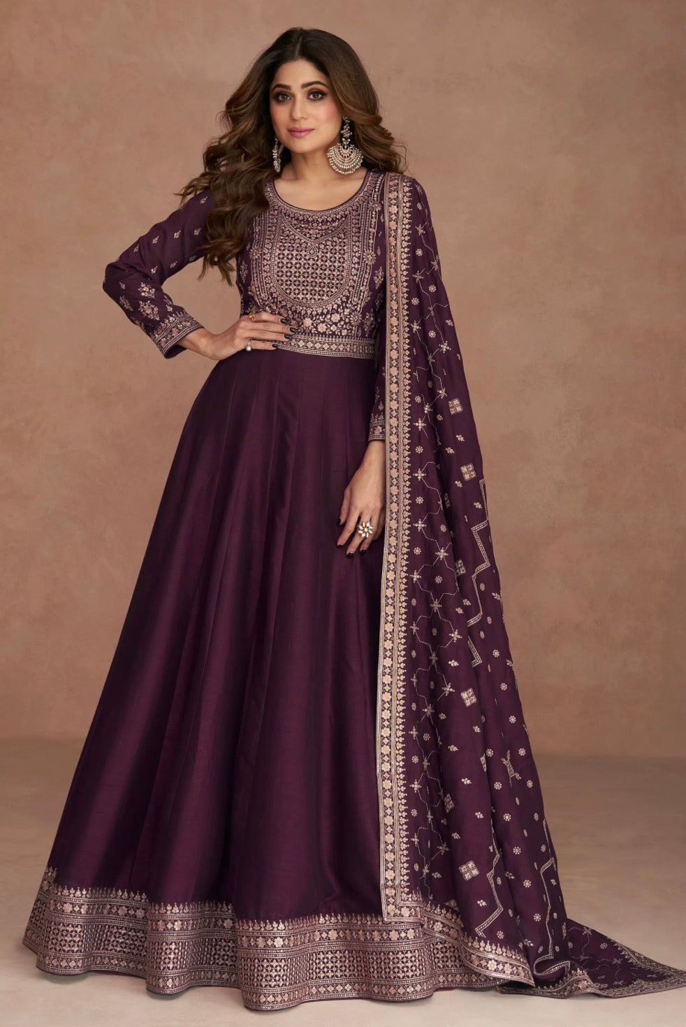 Purple Anarkali Suit