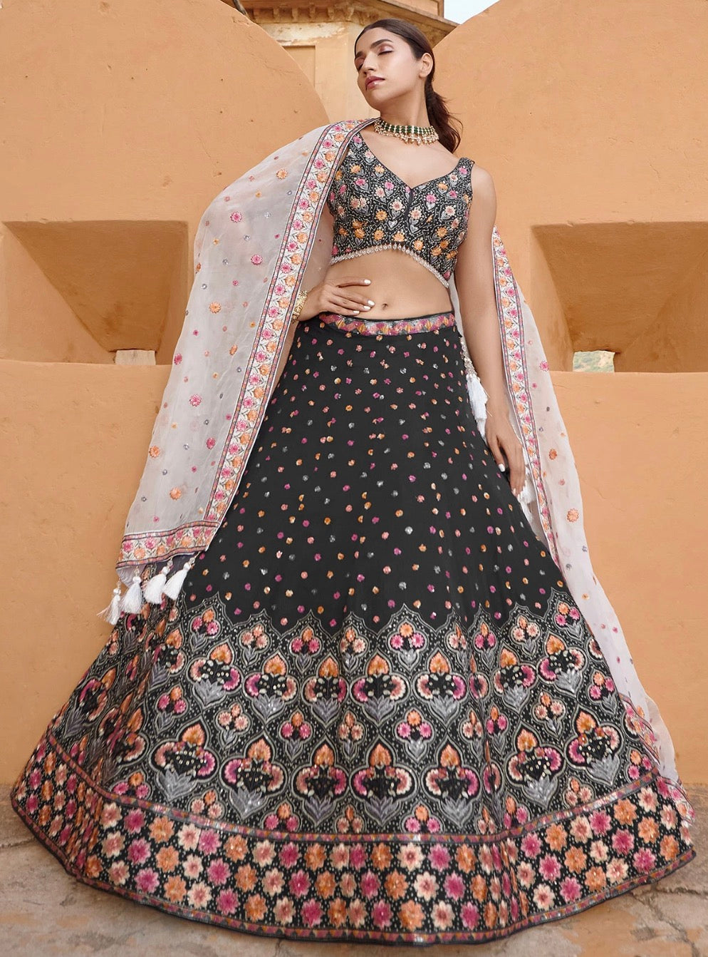 Black Wedding Wear Lehenga Choli