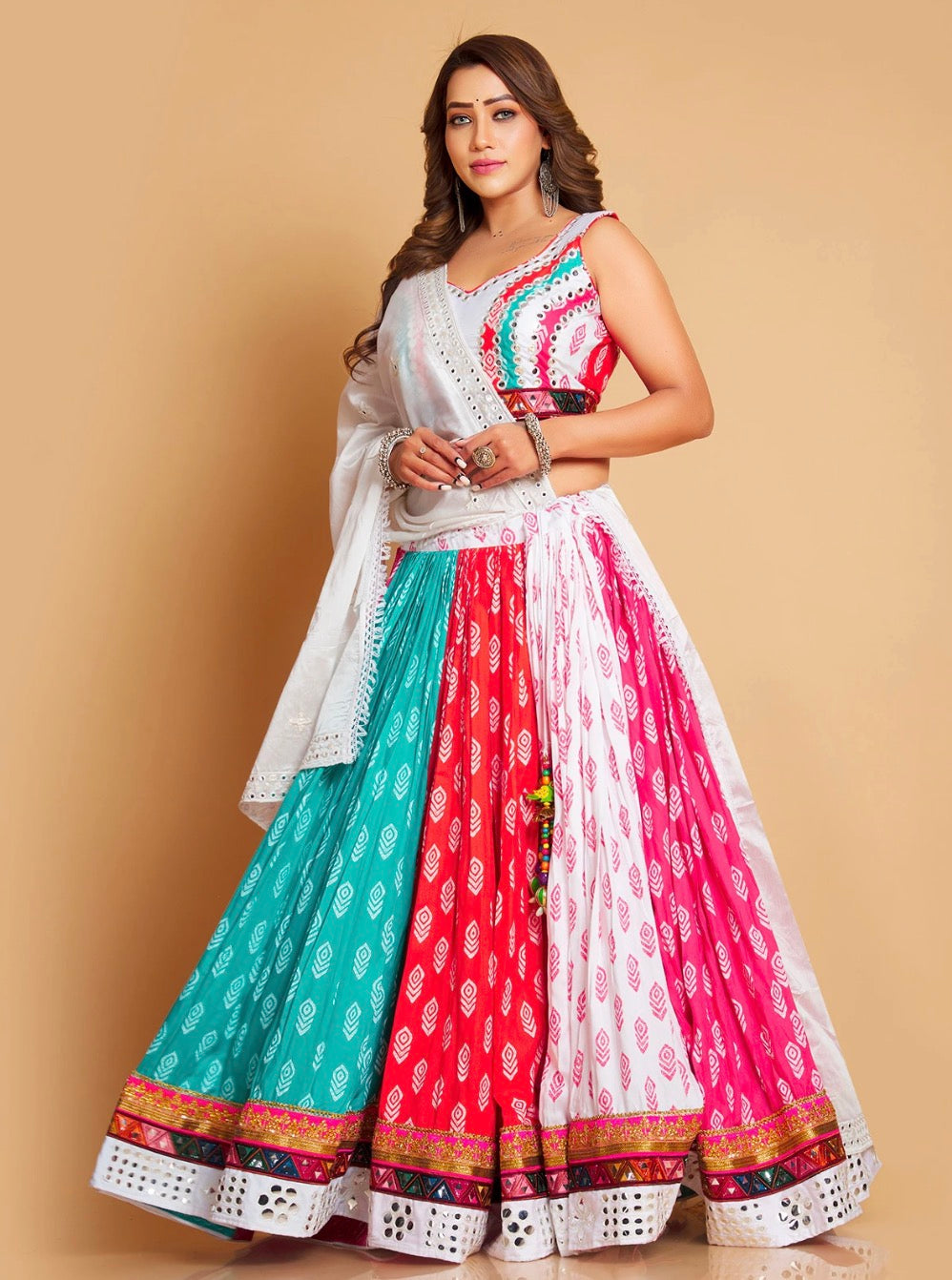 White MultiColor Chaniya Choli