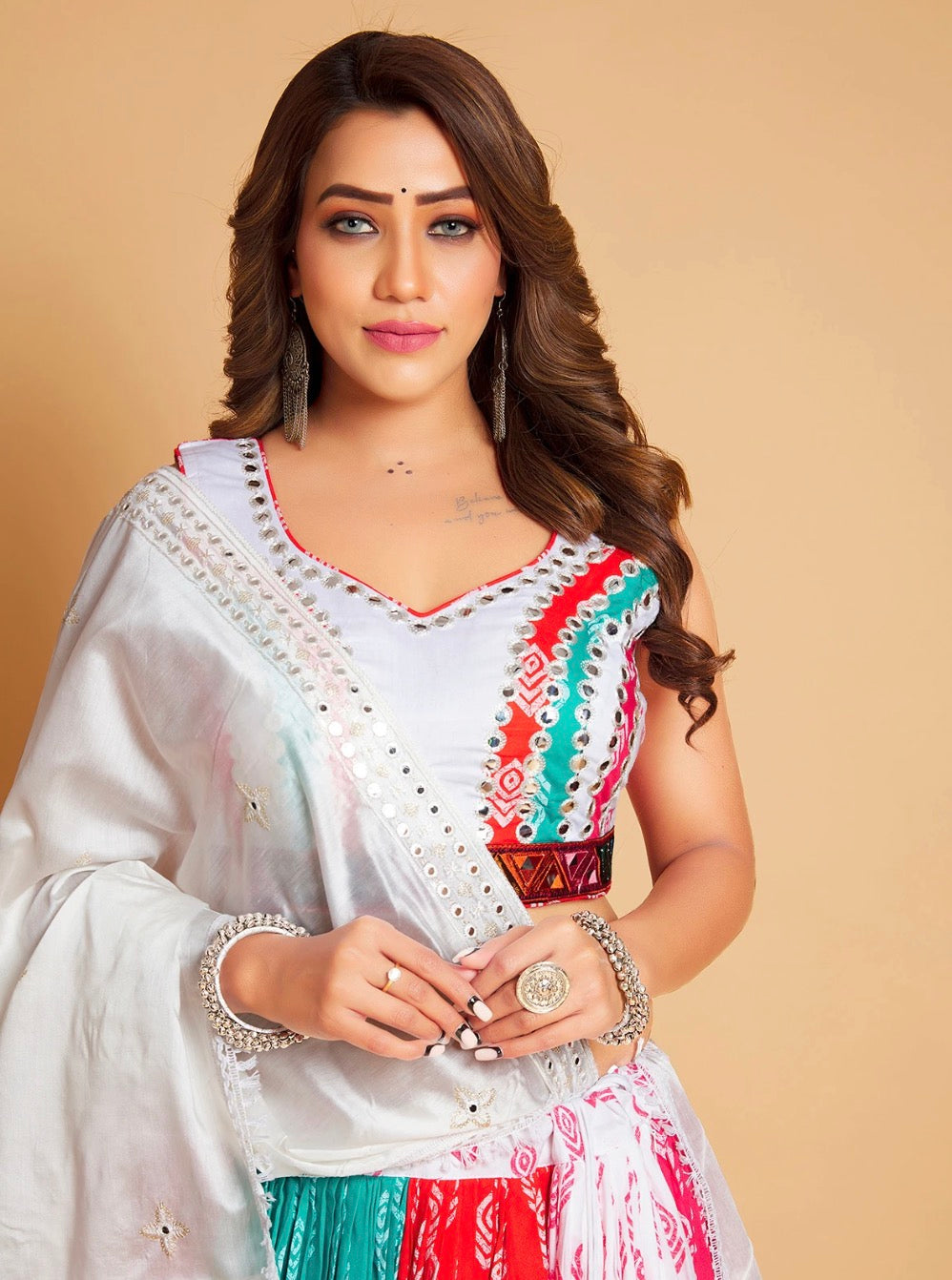 White MultiColor Chaniya Choli