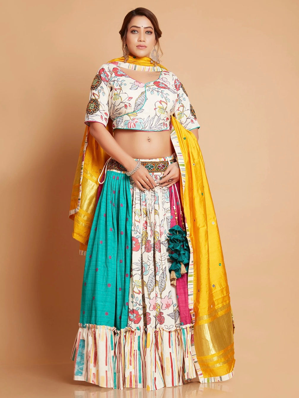White and Multi Color Chaniya Choli