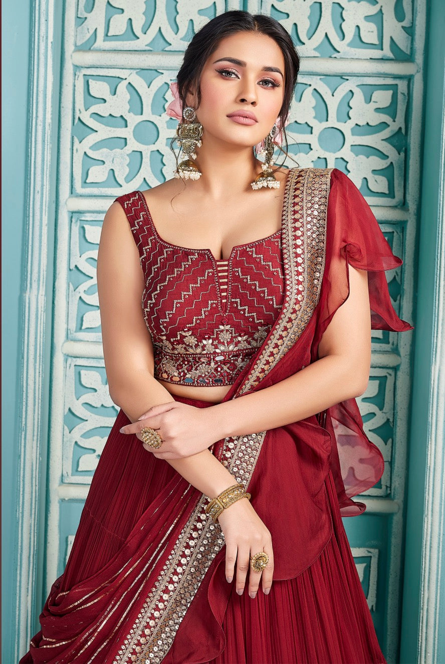 Maroon Wedding Wear Lehenga Choli