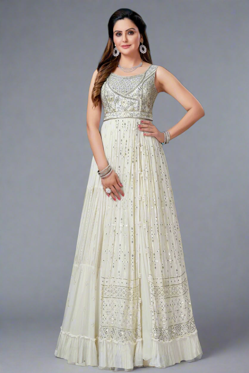 White Anarkali Suit