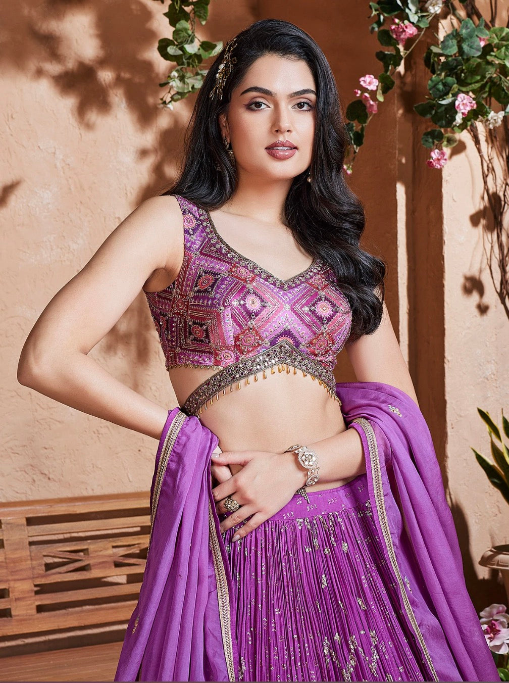 Purple Wedding Wear Lehenga Choli