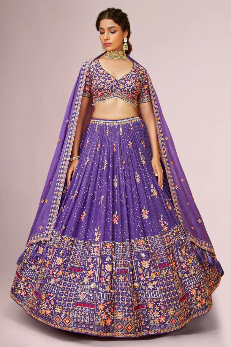 Purple Wedding Wear Lehenga Choli
