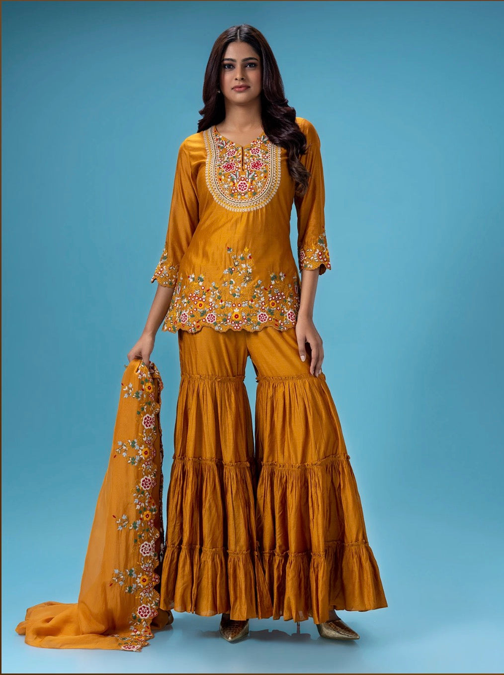 Mustad Yellow Color Sharara Suit