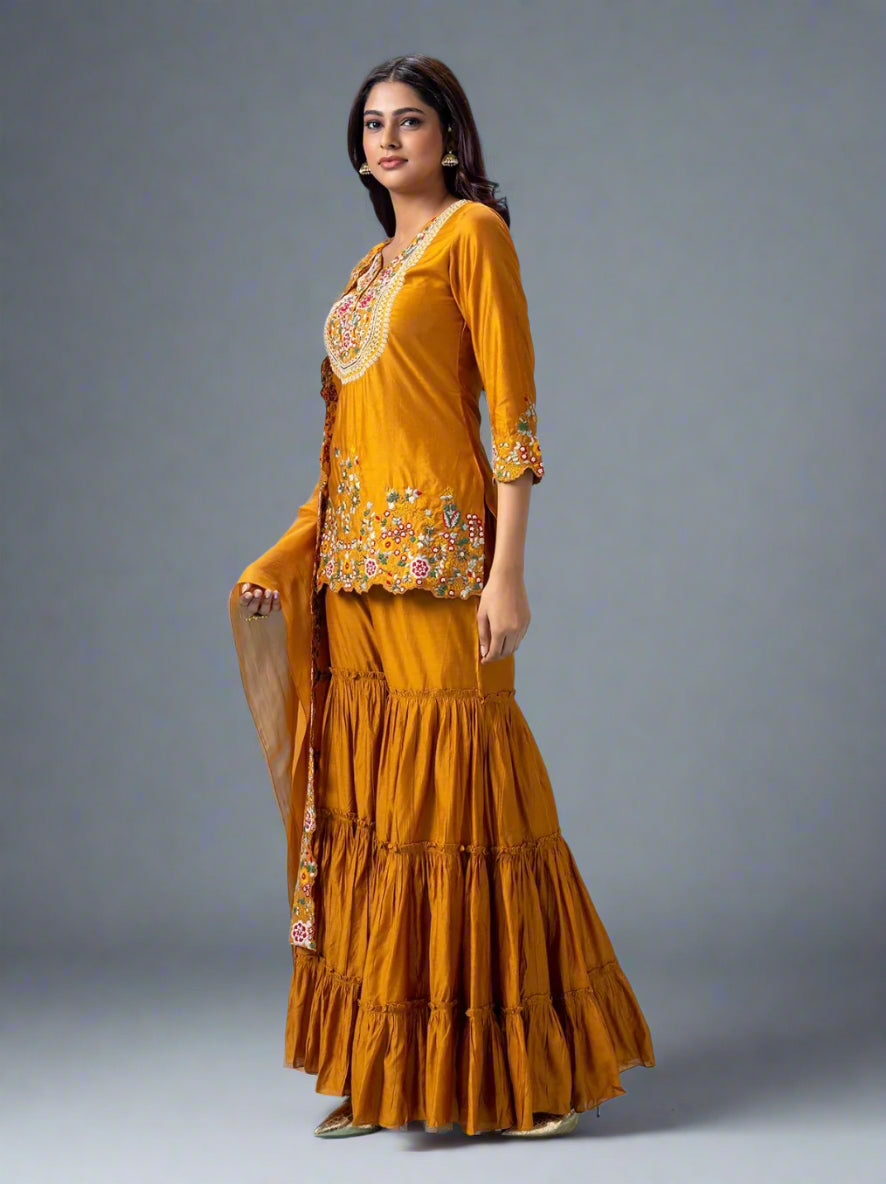 Mustad Yellow Color Sharara Suit