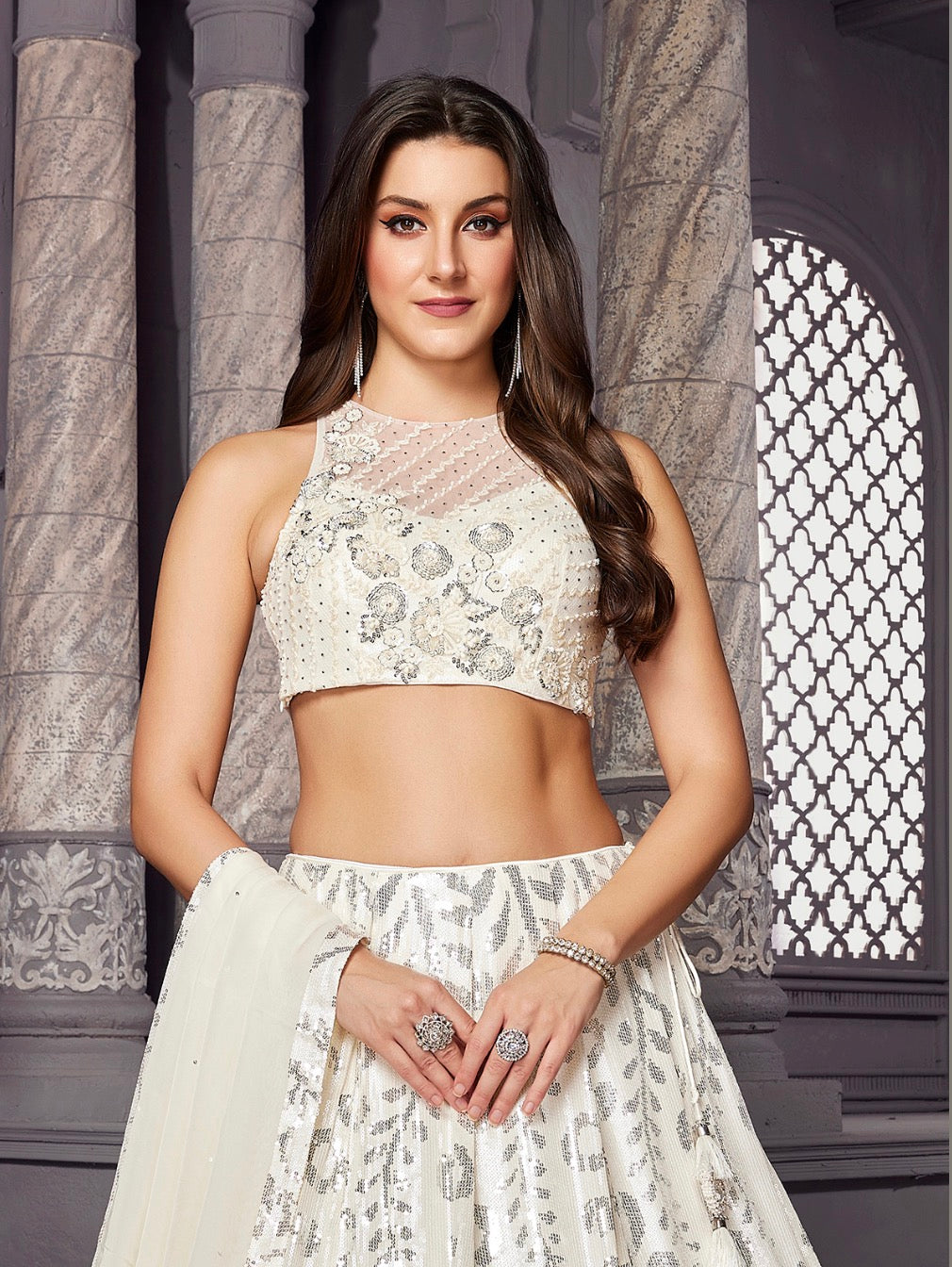 White Wedding Wear Lehenga Choli