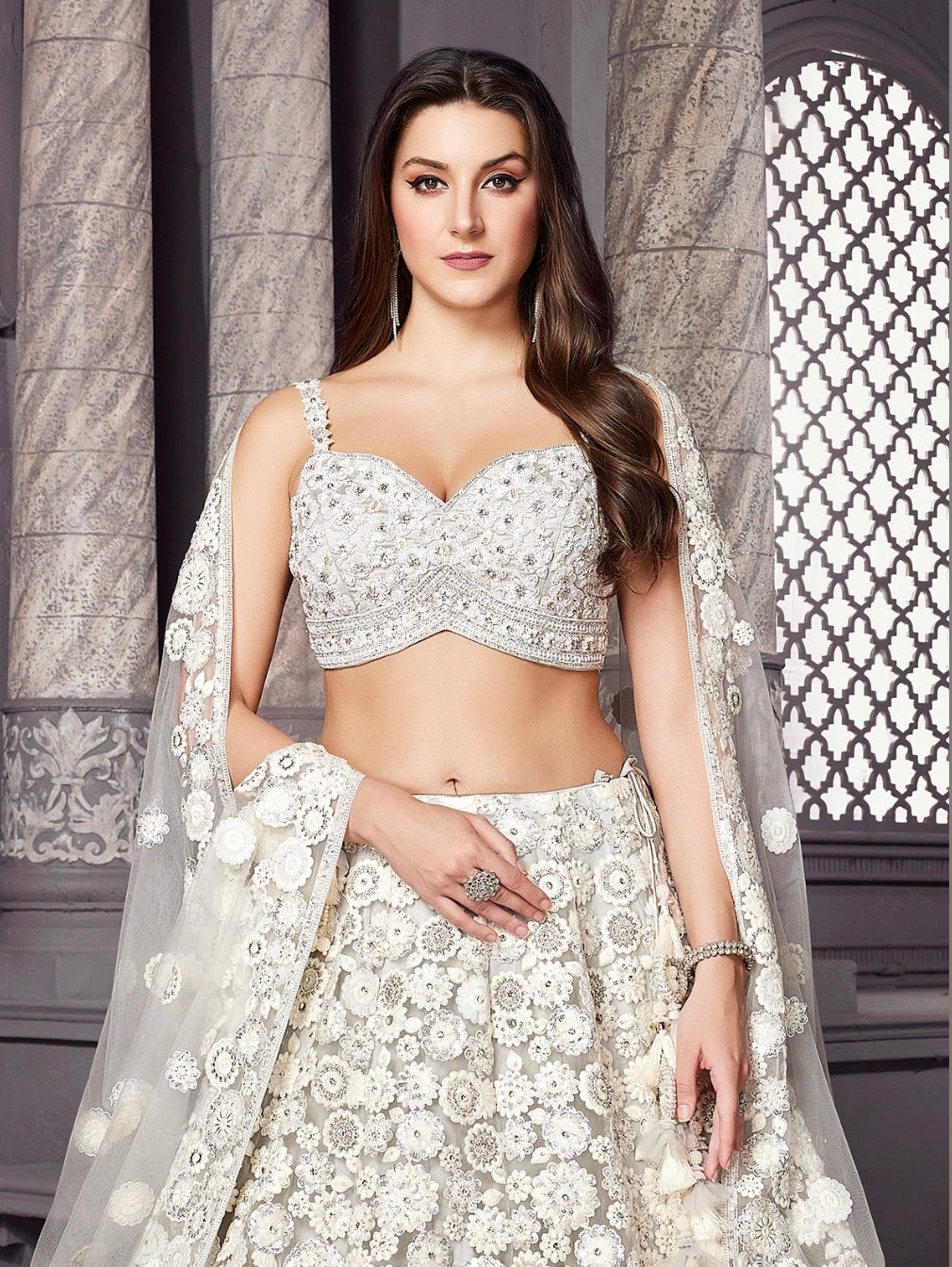 Light Grey Wedding Wear Lehenga Choli
