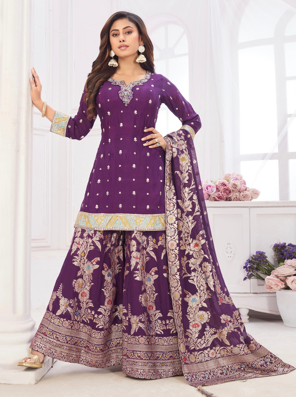 Purple Color Sharara Suit