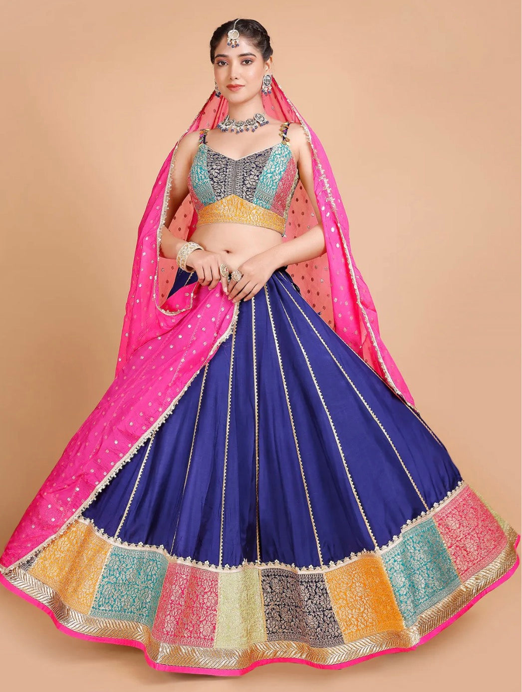 Blue and Multi Color Chaniya Choli