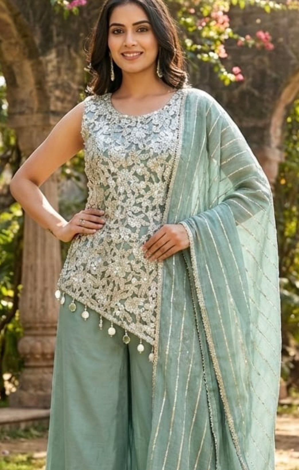 Pista Green Palazzo Suit