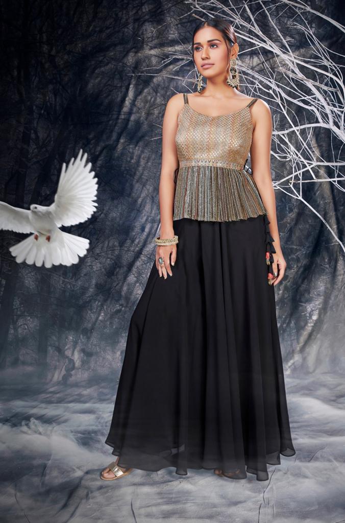Black Indo-Western Palazzo Suit