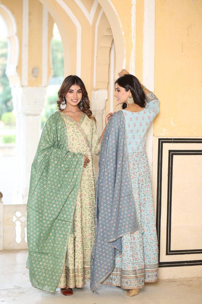 Elegant Green Long Gown Kurti