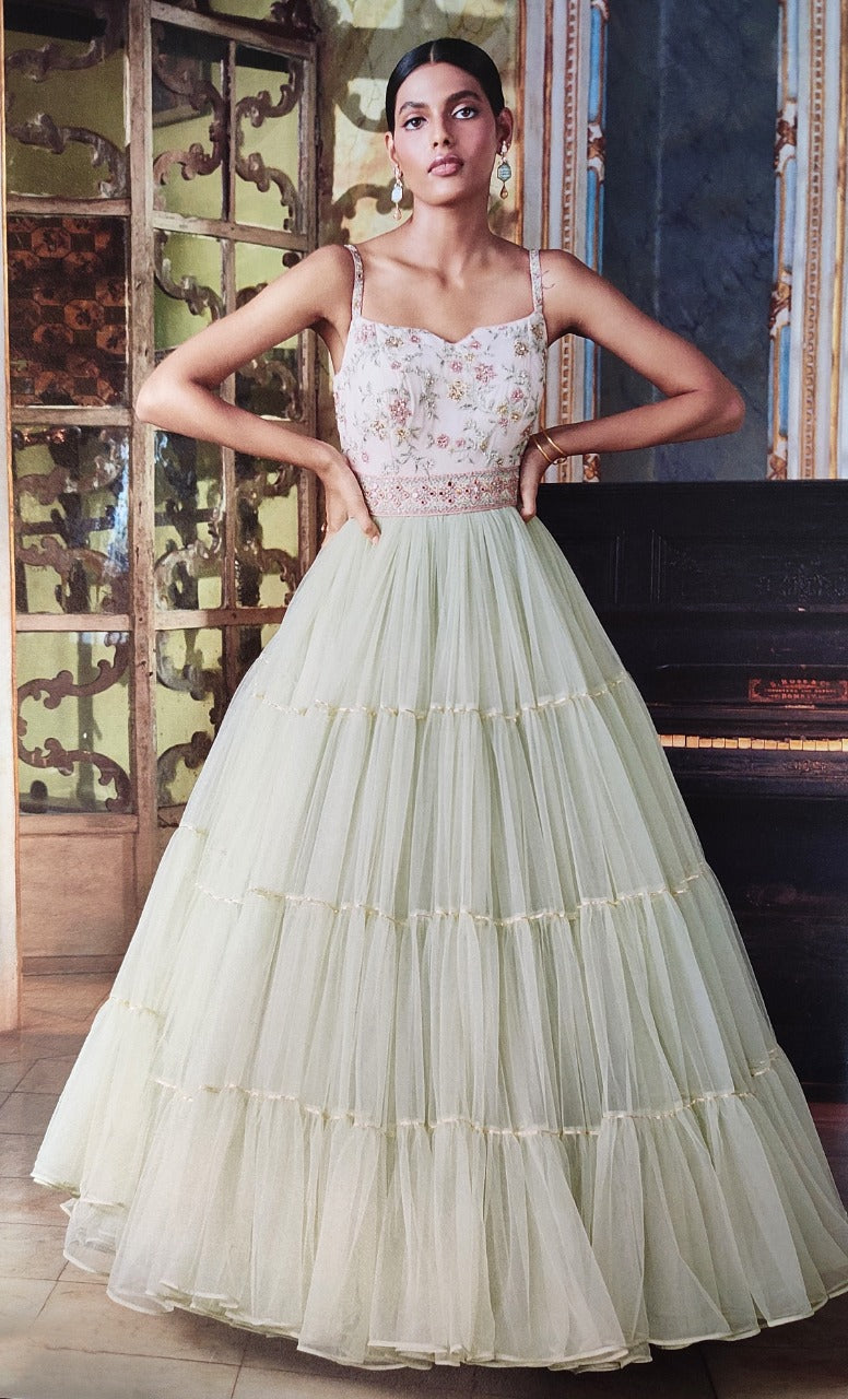 Light Green Party Wear Gown Desi Diva Fashion Light Green Party Wear Gown Desi Diva Fashion