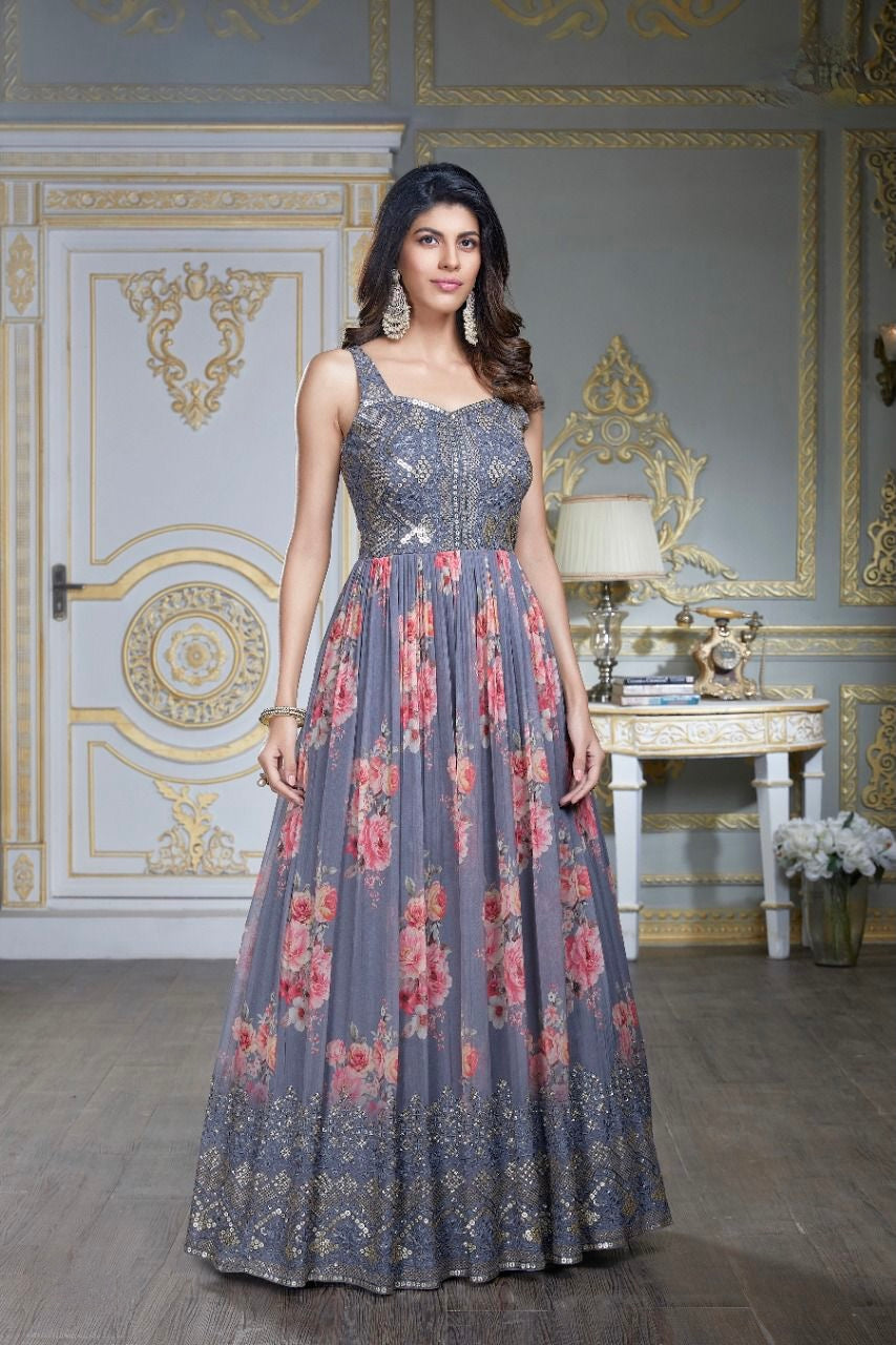 Gray Anarkali Suit