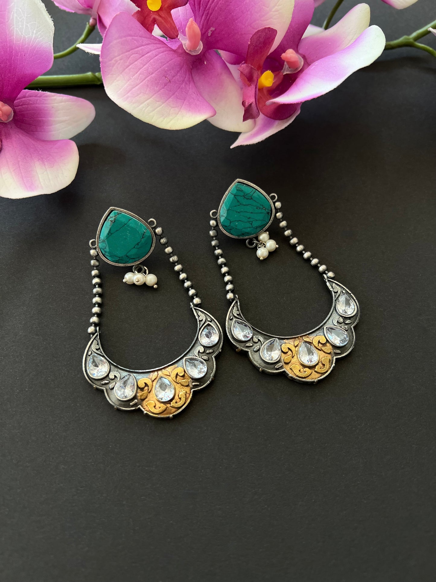 Turquoise German Silver Earrings