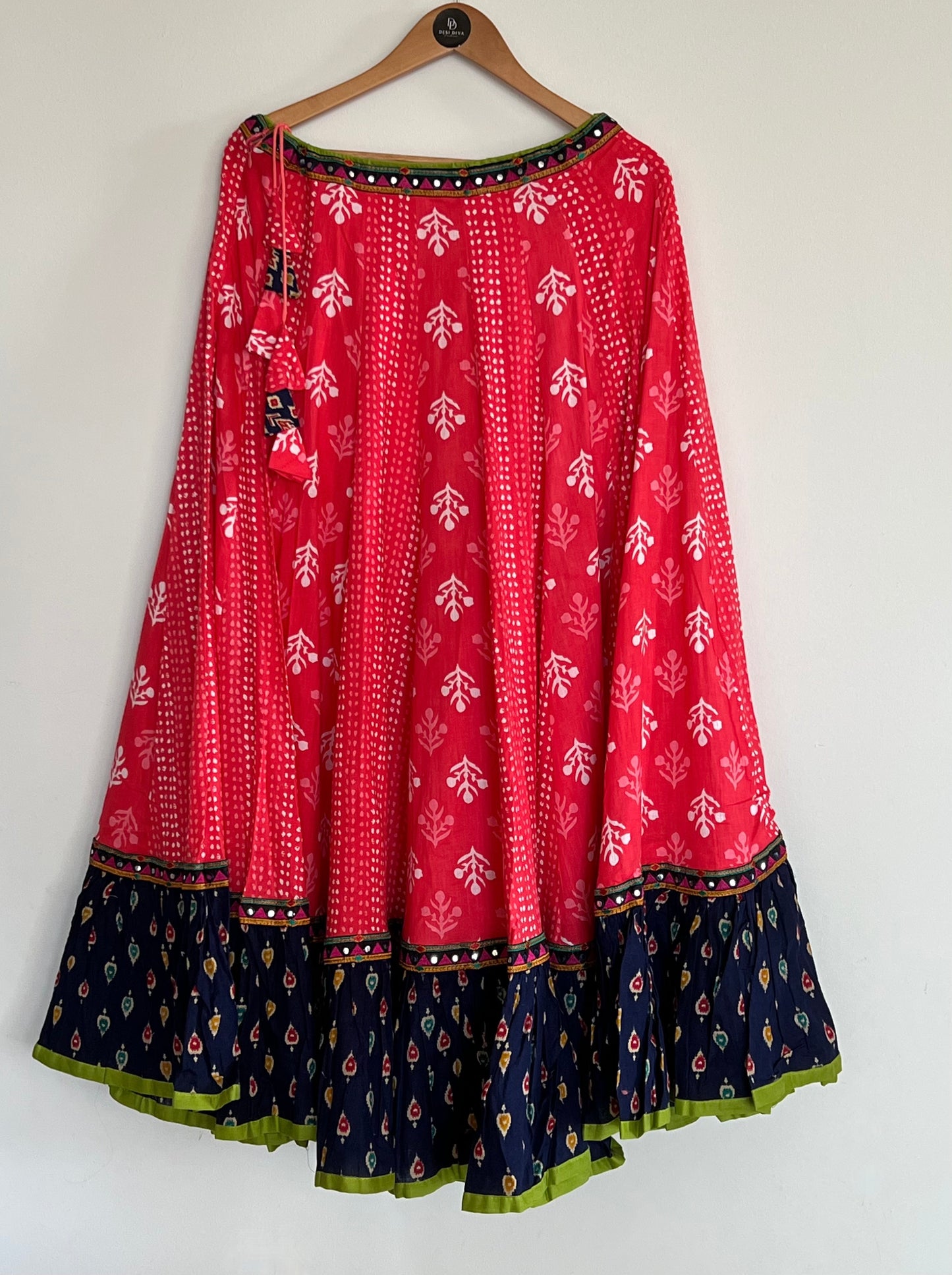 Dark Peach and Green Chaniya Choli