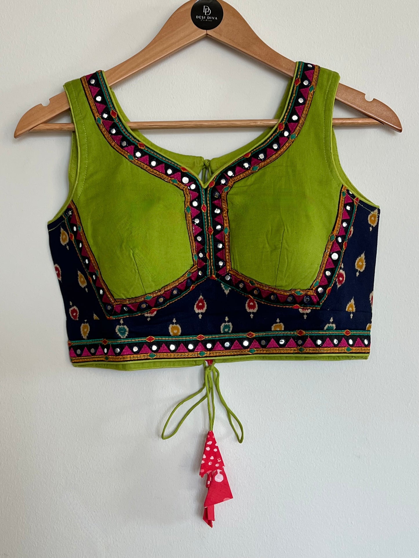 Dark Peach and Green Chaniya Choli