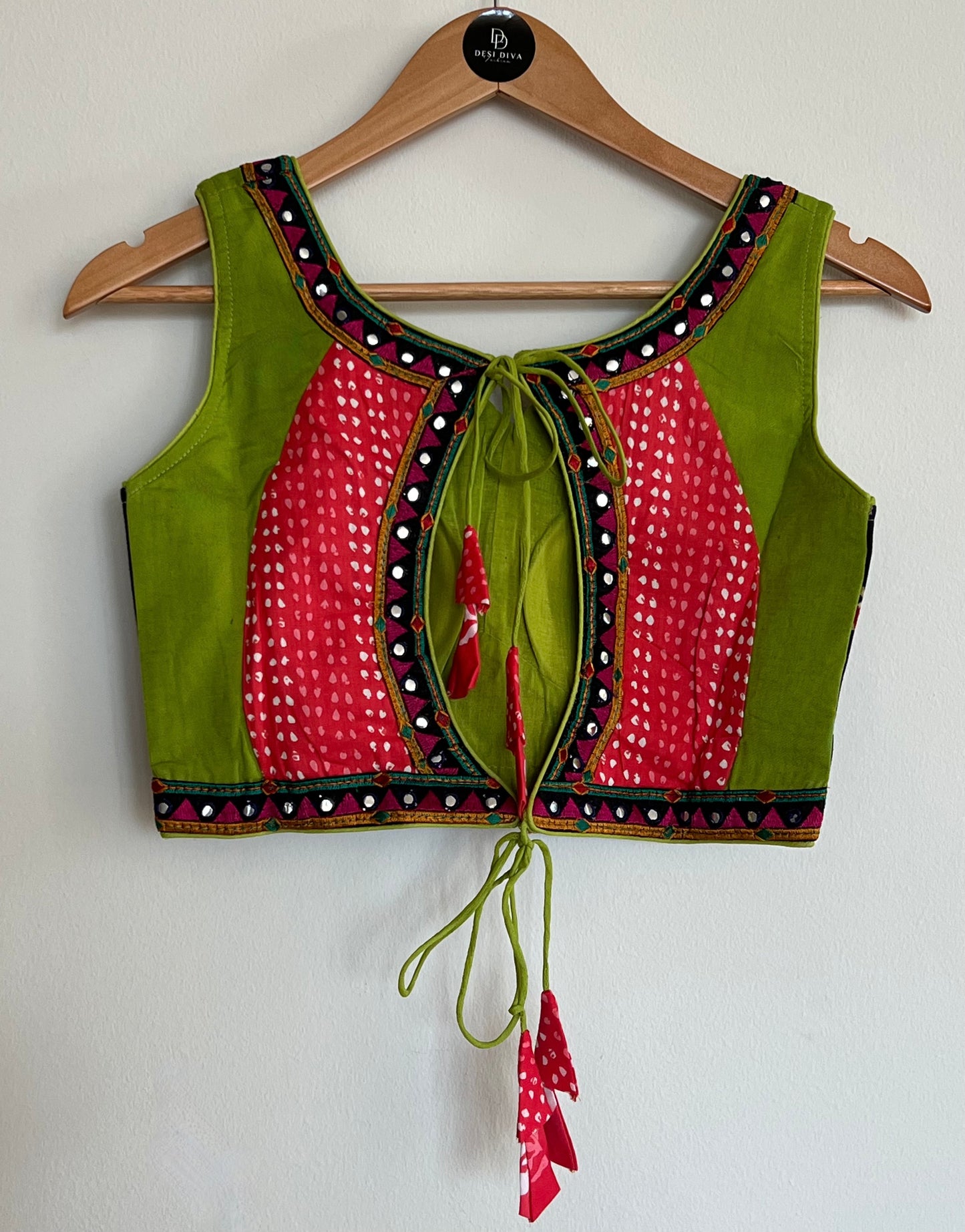 Dark Peach and Green Chaniya Choli