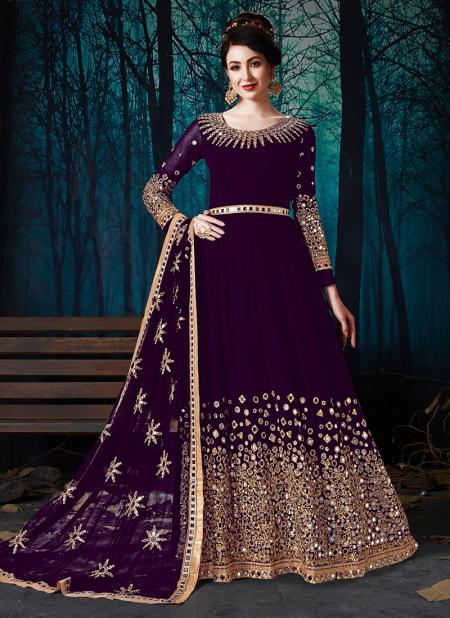 Wine Georgette Anarkali Suit