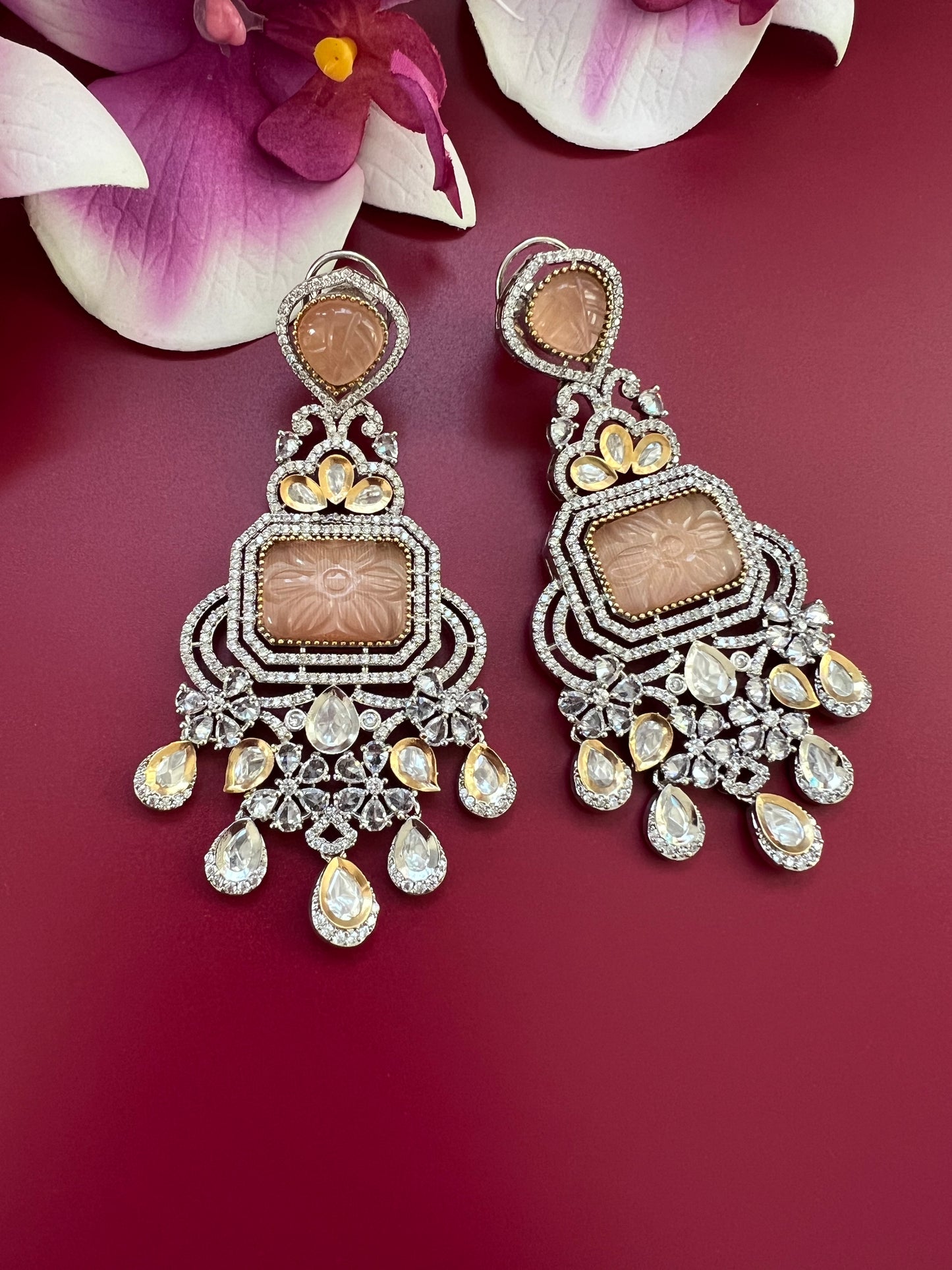 Peach CZ Earrings
