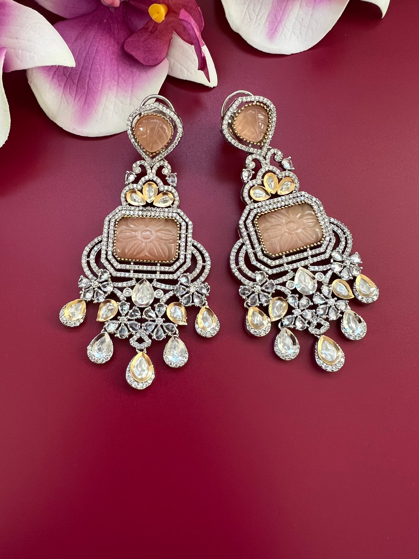 Peach CZ Earrings