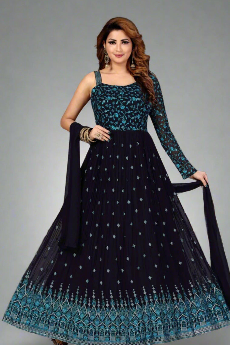 Navy Blue Anarkali Suit
