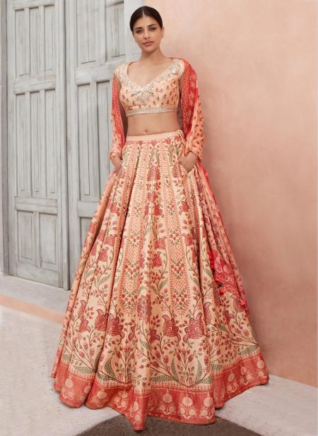 Designer Peach Lehenga Choli