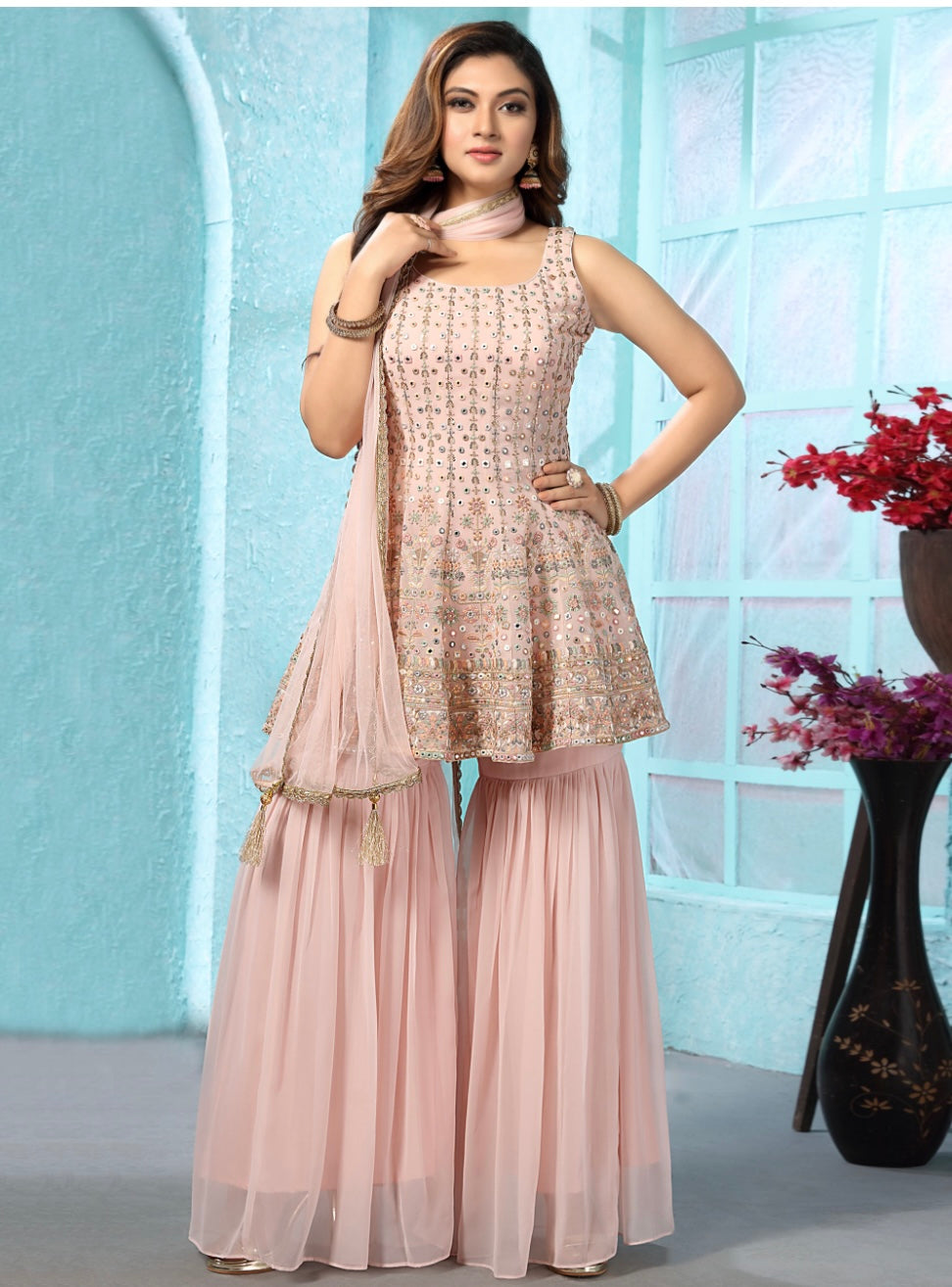 Baby Pink Sharara Suit