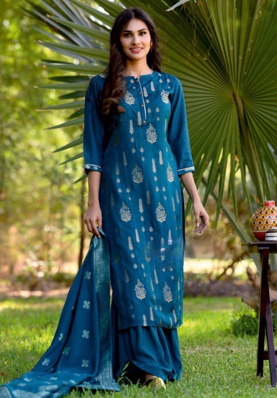 Blue Sharara Suit