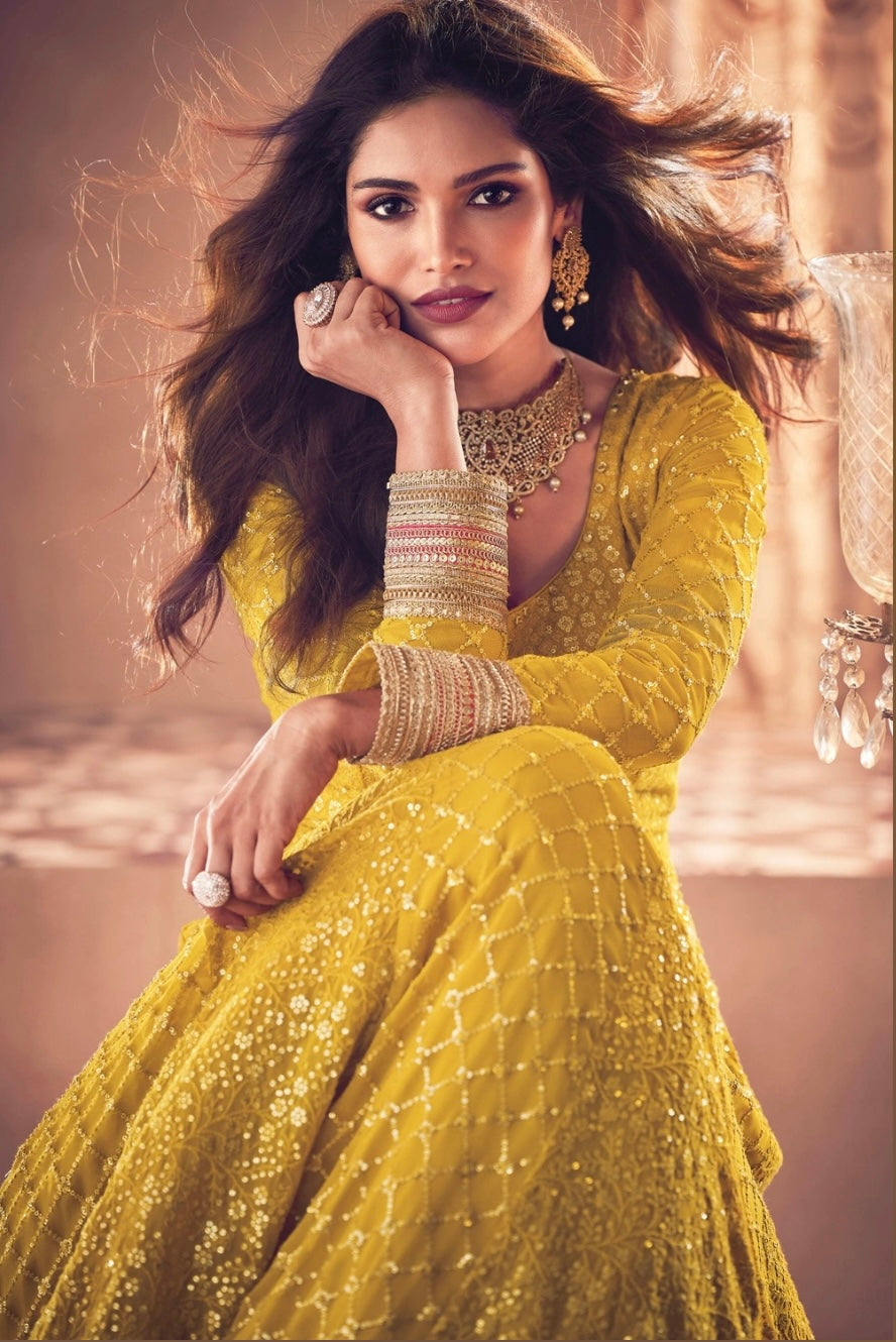 Mustard Yellow Anarkali Suit