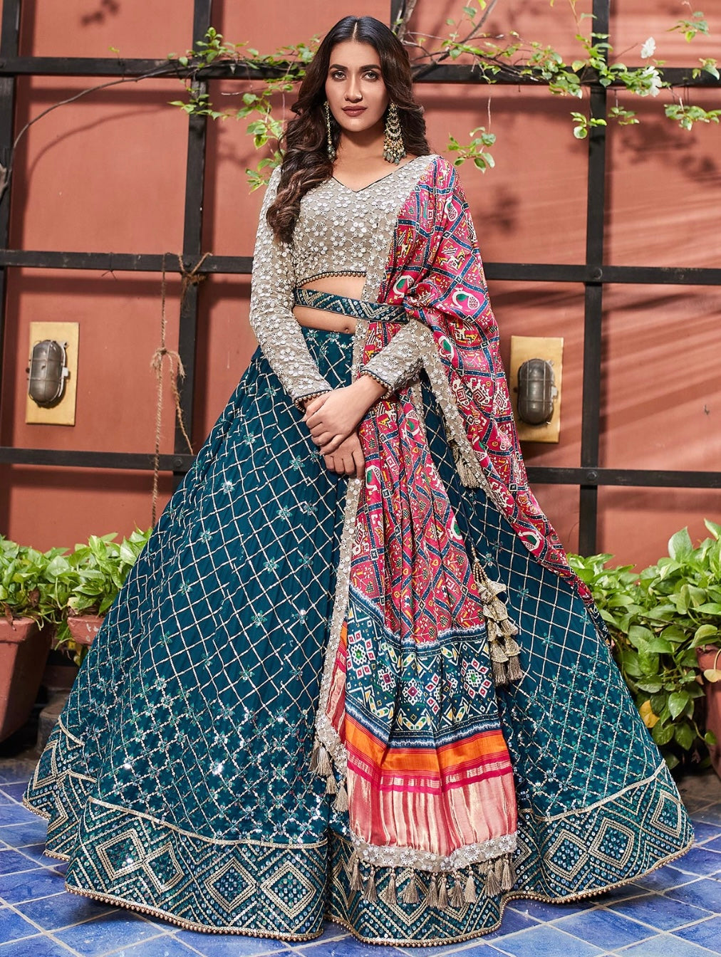 Peacock Blue Wedding Wear Lehenga Choli