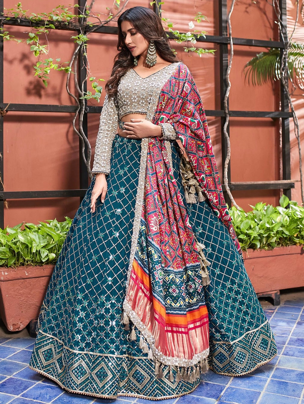Peacock Blue Wedding Wear Lehenga Choli