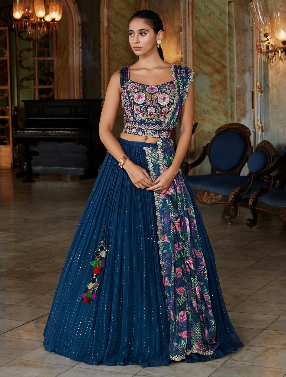 Navy Blue Wedding Wear Lehenga Choli