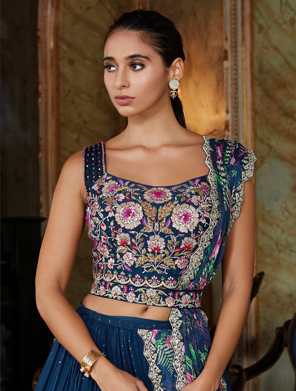 Navy Blue Wedding Wear Lehenga Choli