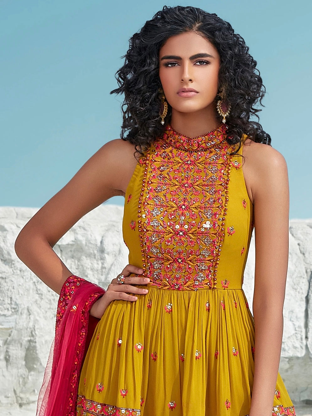 Mustard Yellow Palazzo Suit