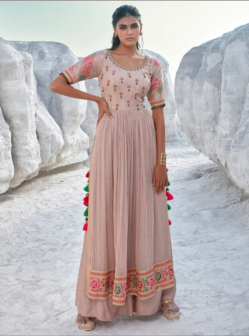 Light Pink Palazzo Anarkali Suit
