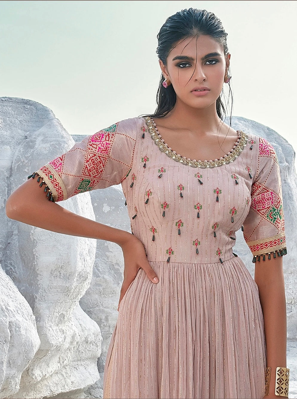 Light Pink Palazzo Anarkali Suit