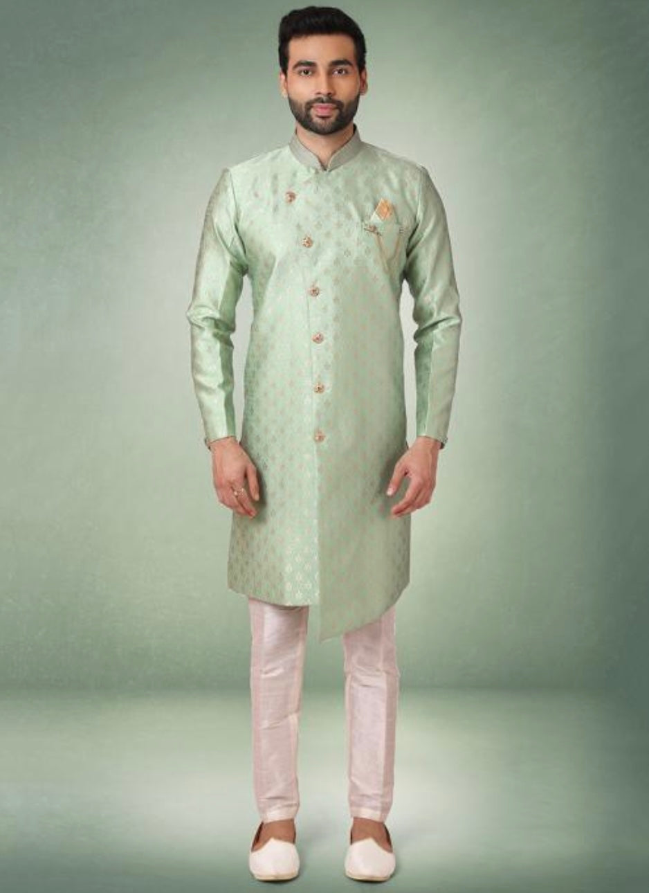 Men's Pista Green Indo Western