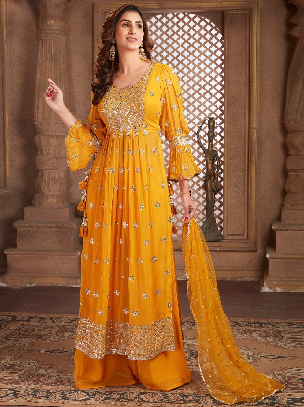 Yellow Palazzo Anarkali Suit