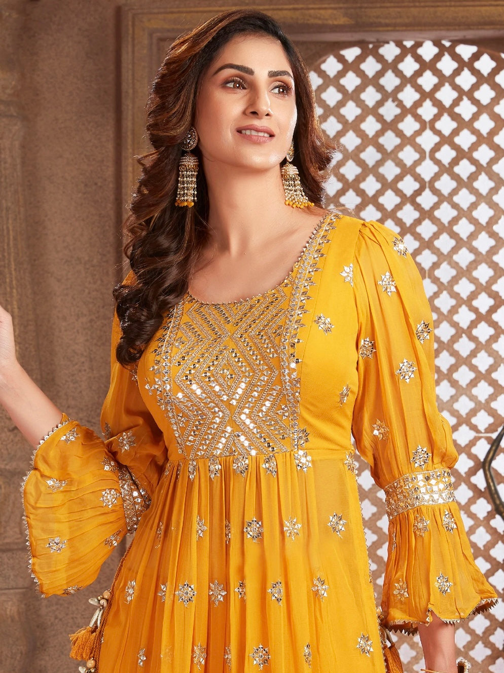 Yellow Palazzo Anarkali Suit