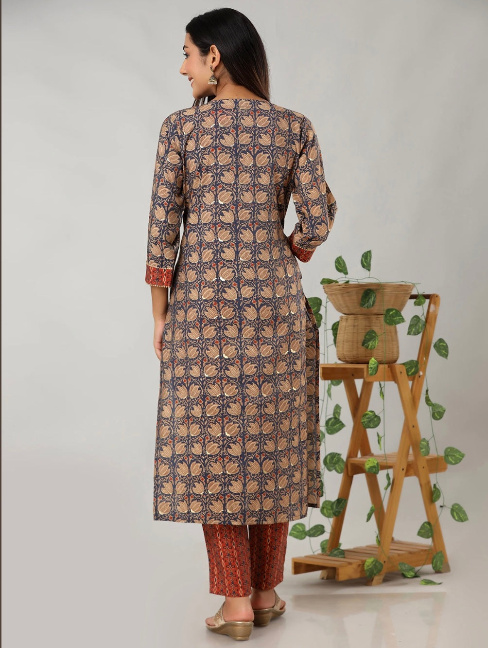 Blue Casual Wear Straight Kurti With Pants