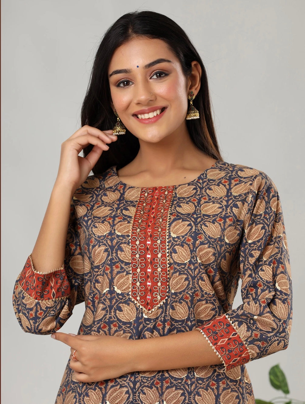 Blue Casual Wear Straight Kurti With Pants