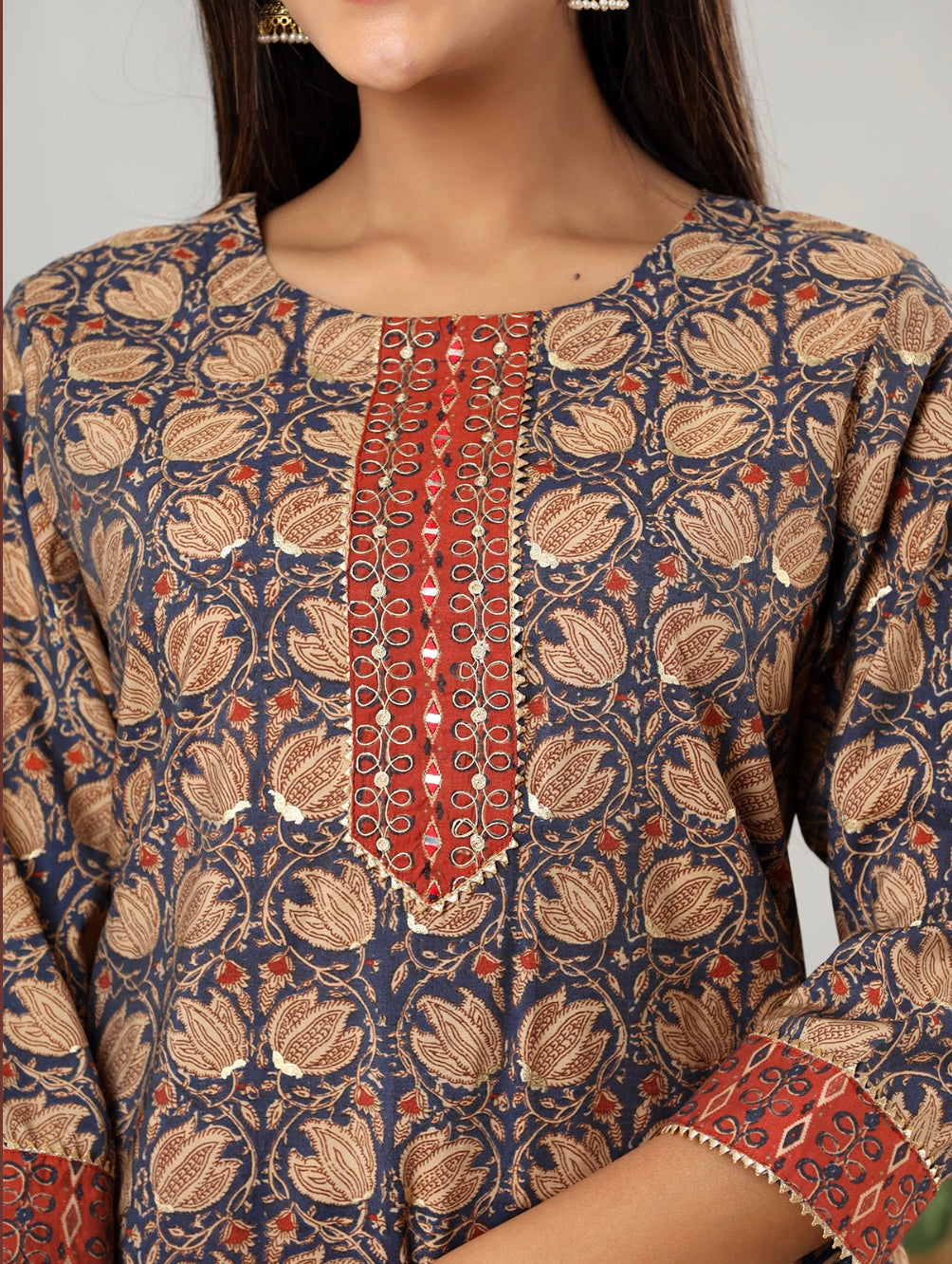 Blue Casual Wear Straight Kurti With Pants